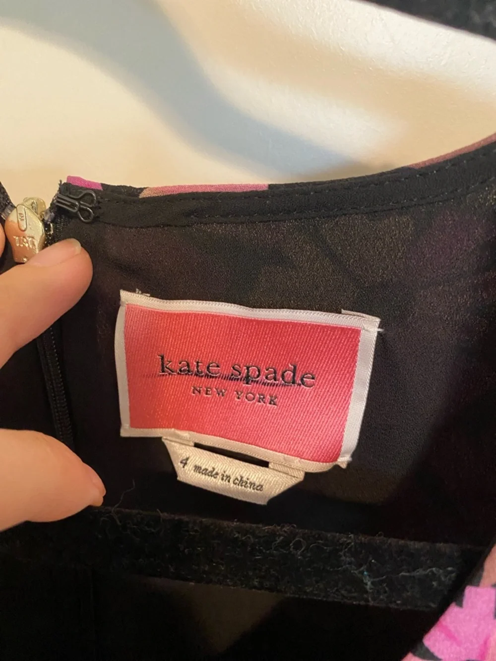 kate spade Black and Pink Floral Long-Sleeve Wrap Dress